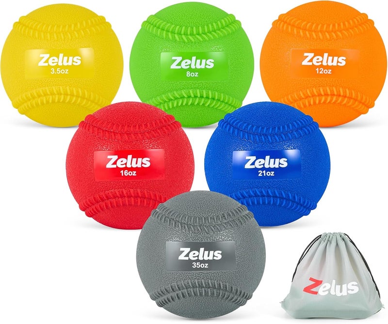 ZELUS Weighted Baseball Set with Seams for Hitting Pitching, Plyometric Baseballs with Carry Bag, Variable Weighted Balls for All Skill Levels - Image 1
